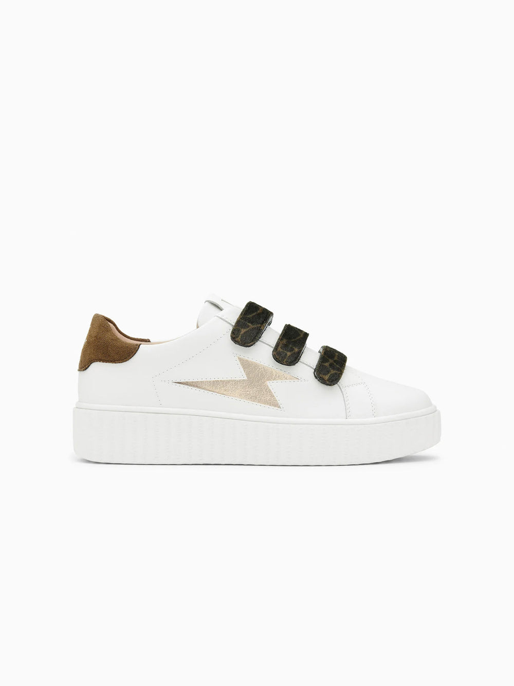 Thaïs white and gold storm sneakers with velcro
