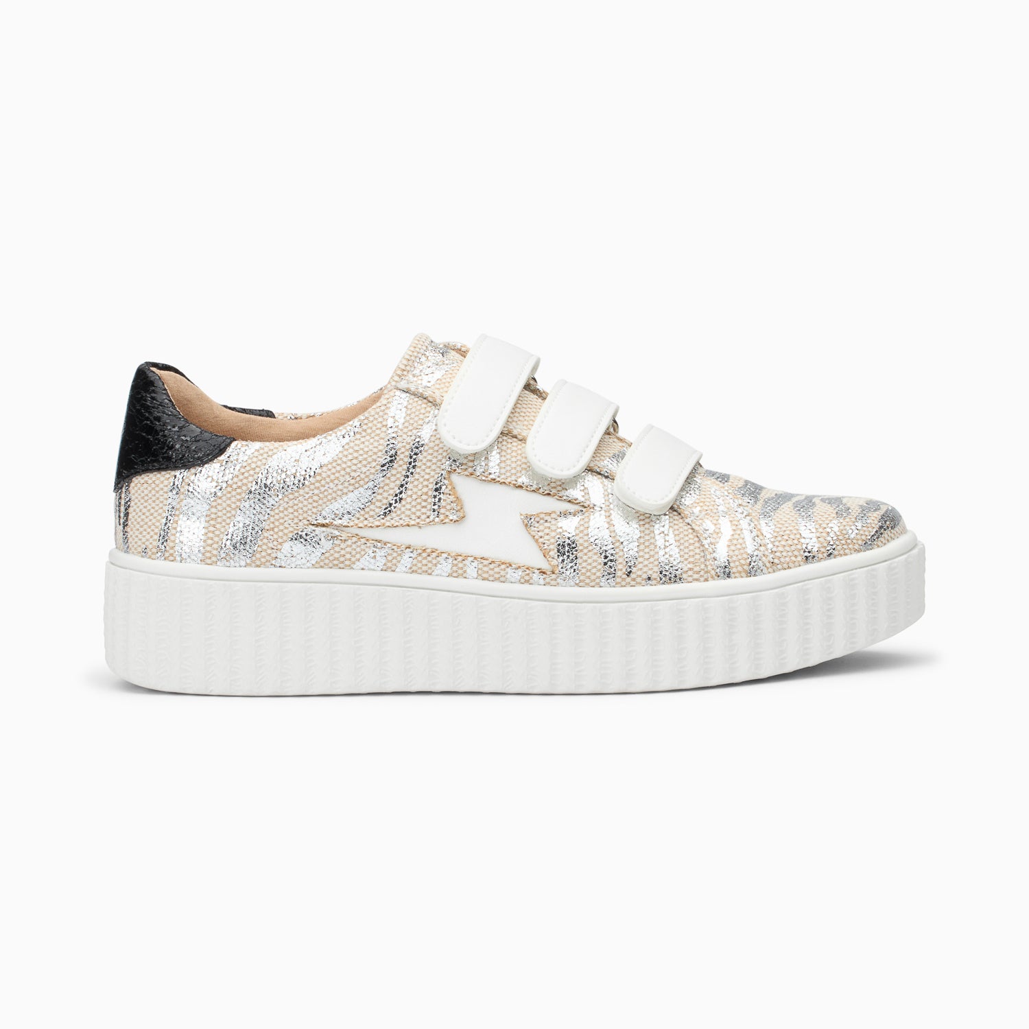 vanessa wu Baskets éclair Lindsey effet toile de jute beige et argent