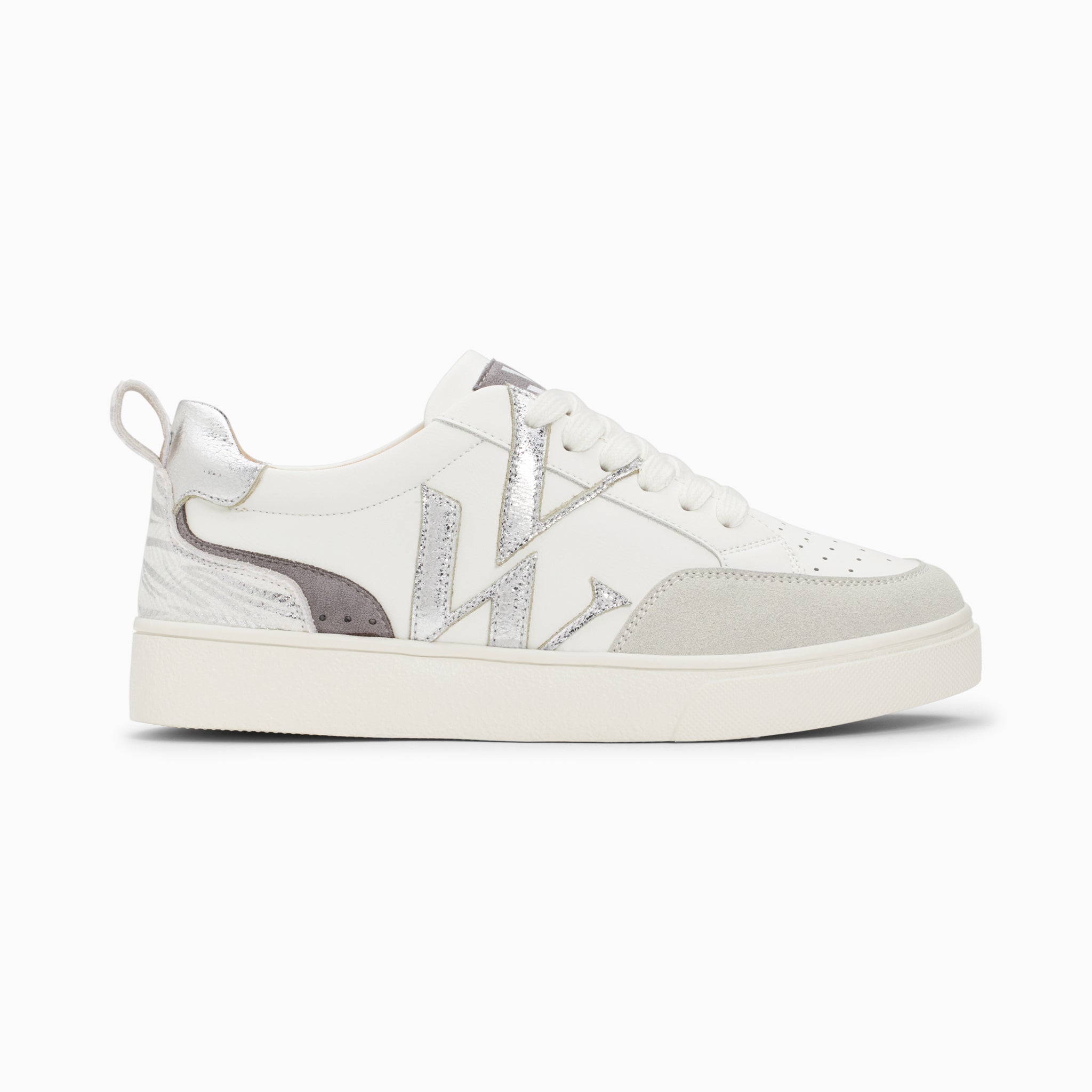 vanessa wu Baskets monogramme Luna blanc et argent