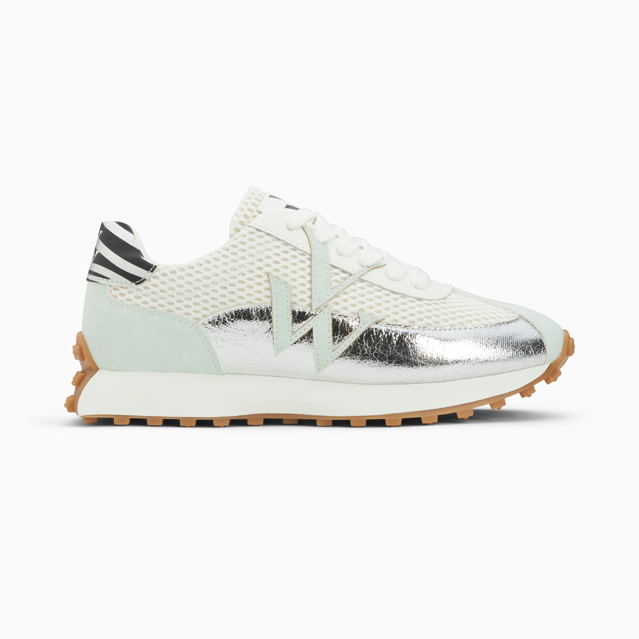 vanessa wu Baskets monogramme Mona blanc et bleu à semelle running