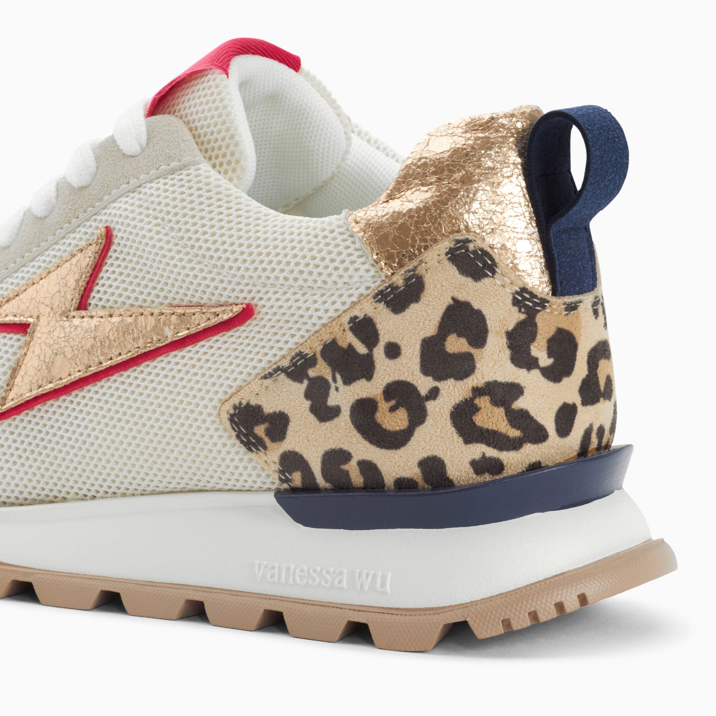 Sneakers éclair avec semelle running Vanessa Wu femme blanc et bleu marine à lacets