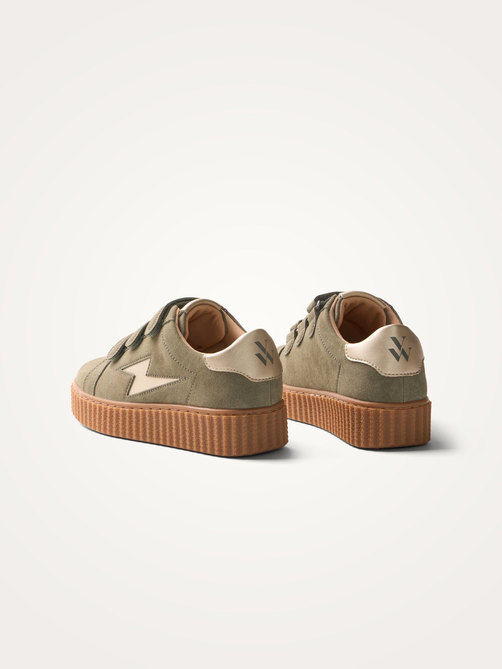 Khaki and gold MAGGIE Originals storm sneakers with velcro closure