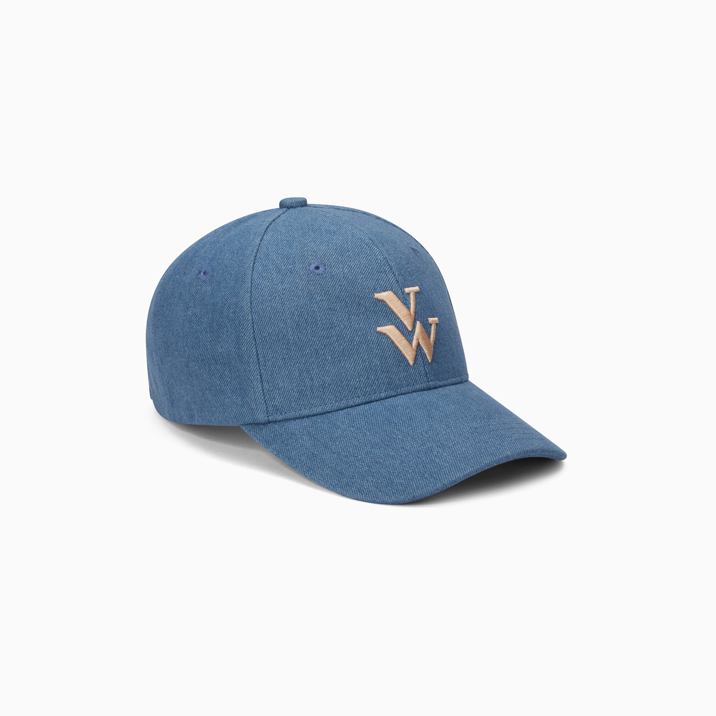 vanessa wu Casquette Clem denim clair à monogramme brodé