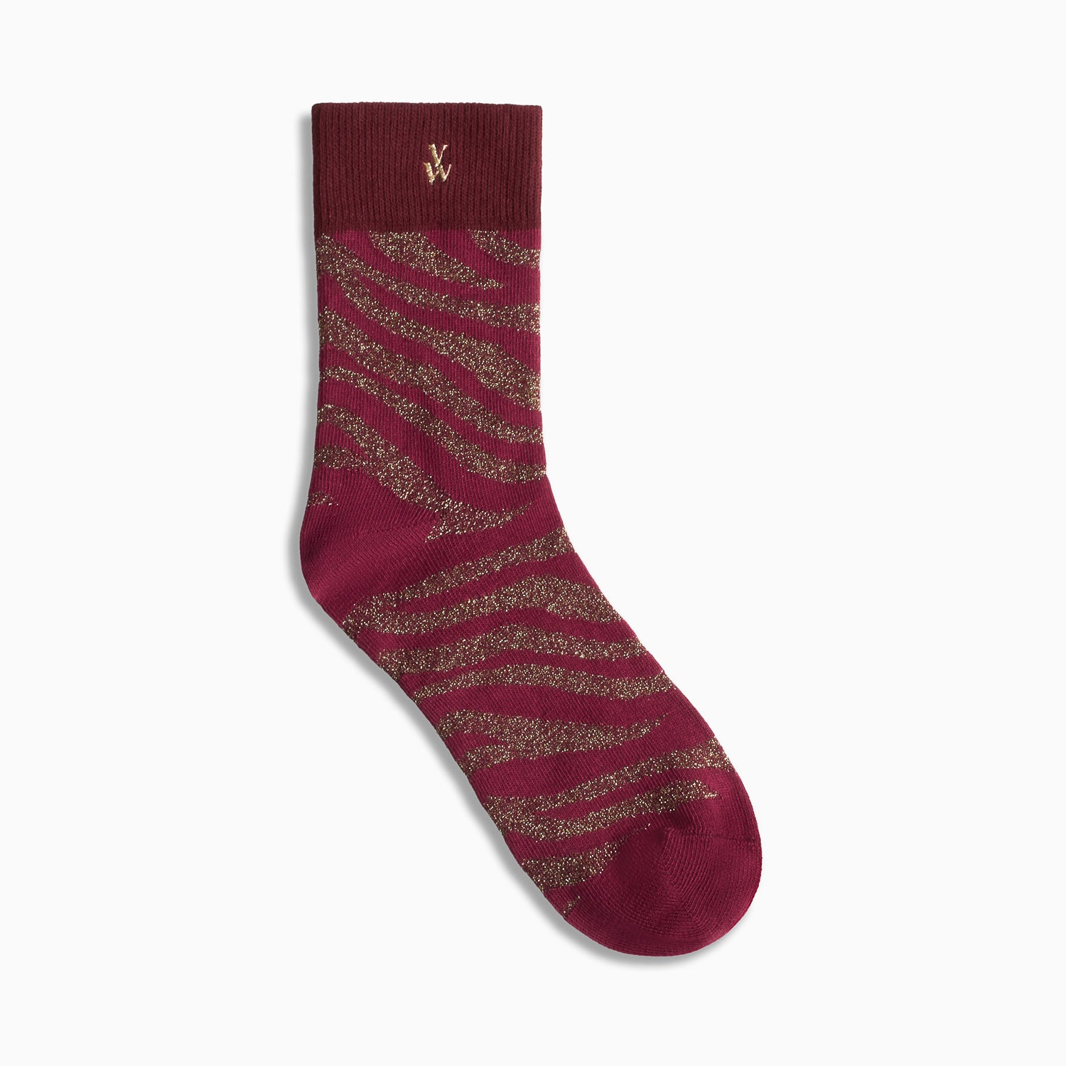 vanessa wu Chaussettes Brianna bordeaux et zébré or