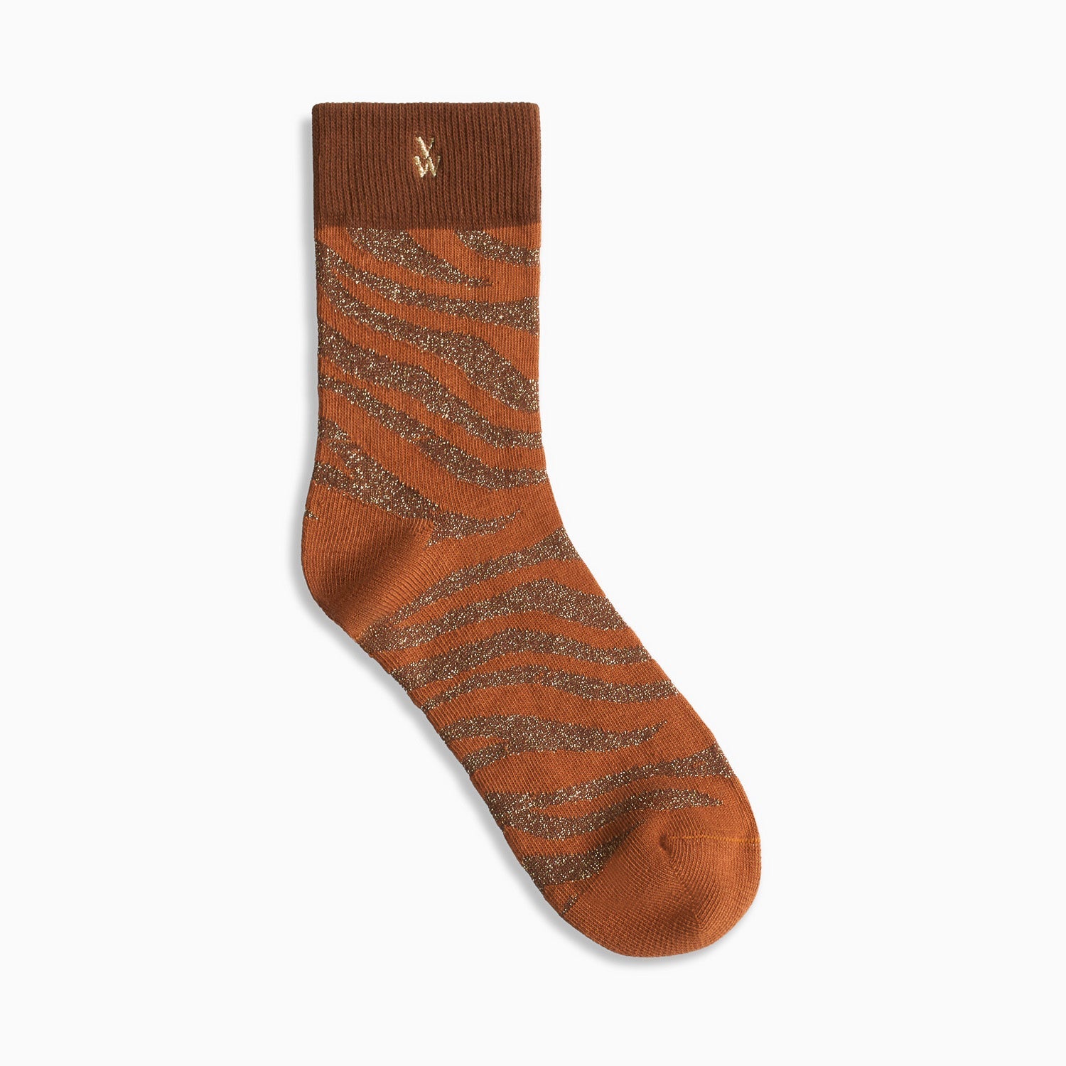 Chaussettes Vanessa Wu montantes orange et zébré or femme