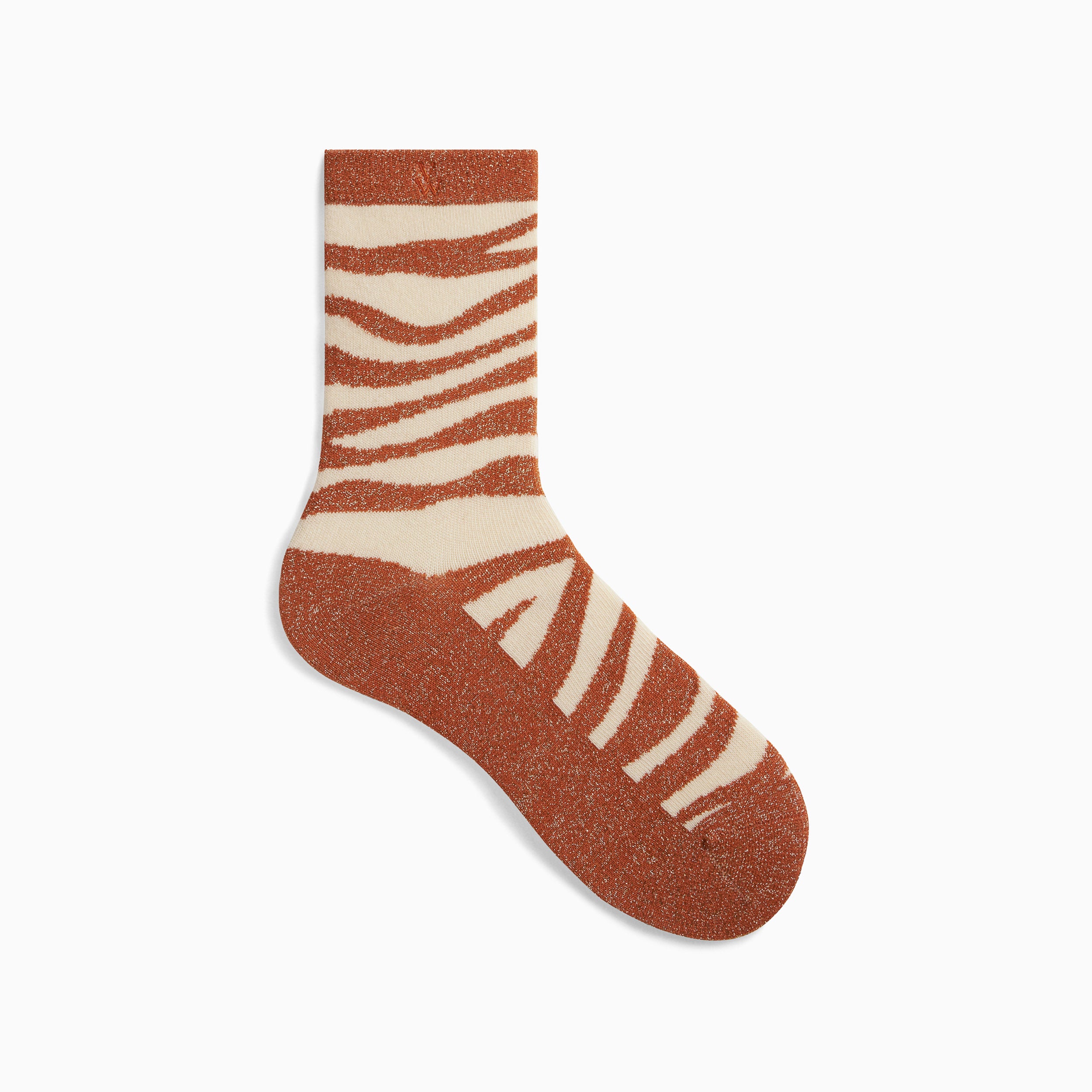 vanessa wu Chaussettes Sacha zébrées brique et beige