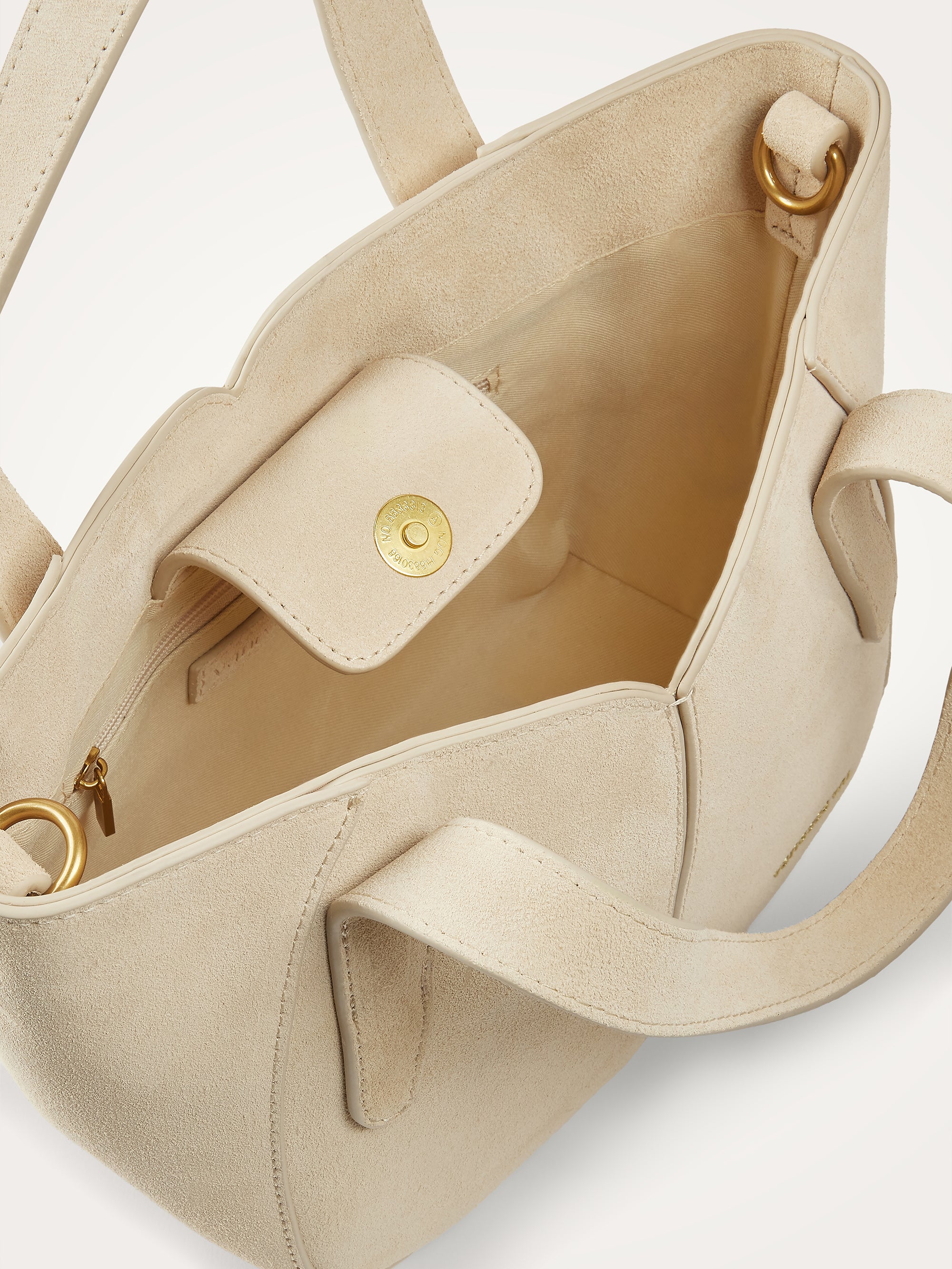 Mini ALTAÏ beige suede handbag with handles and shoulder strap Mini ALTAÏ beige suede handbag with handles and shoulder strap