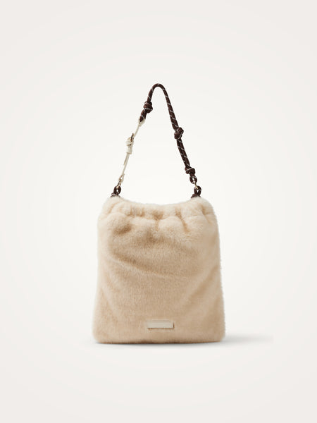 Beige faux fur Maxi CALYX oversized tote bag • Vanessa Wu