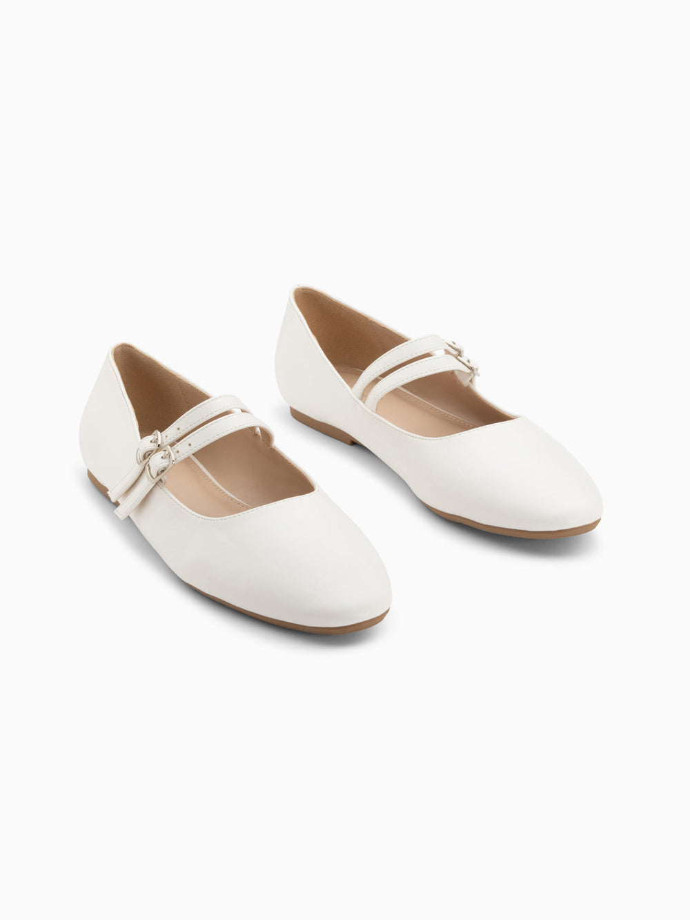 Ballerines Blanches Éco-Cuir Femme – Confort Quotidien Taille 39 EU, Semelle Souple Antidérapante