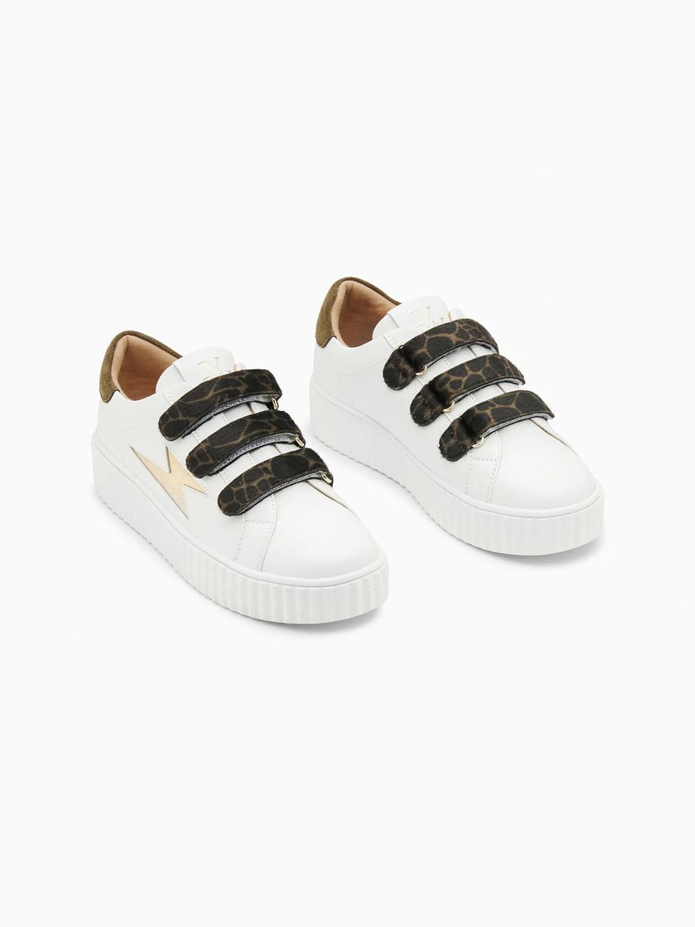 Thaïs white and gold storm sneakers with velcro