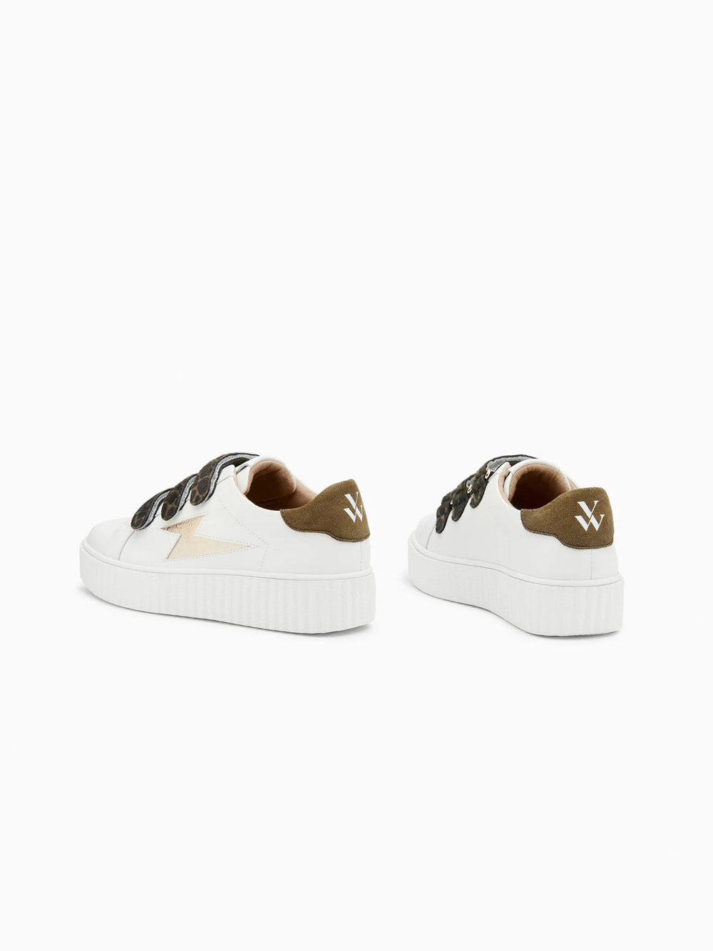 Thaïs white and gold storm sneakers with velcro