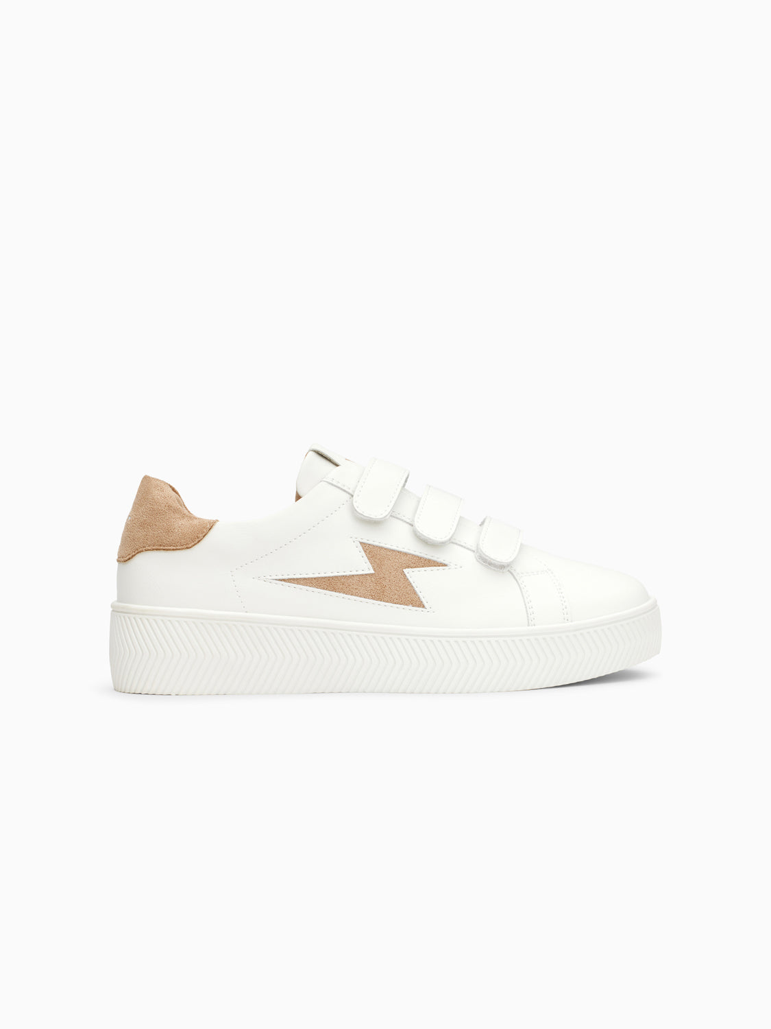 Camelia white and beige storm sneakers with velcro • Vanessa Wu