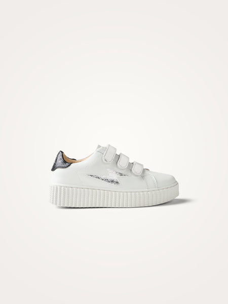Mini Marilou white storm sneakers with silver velcro - Vanessa Wu