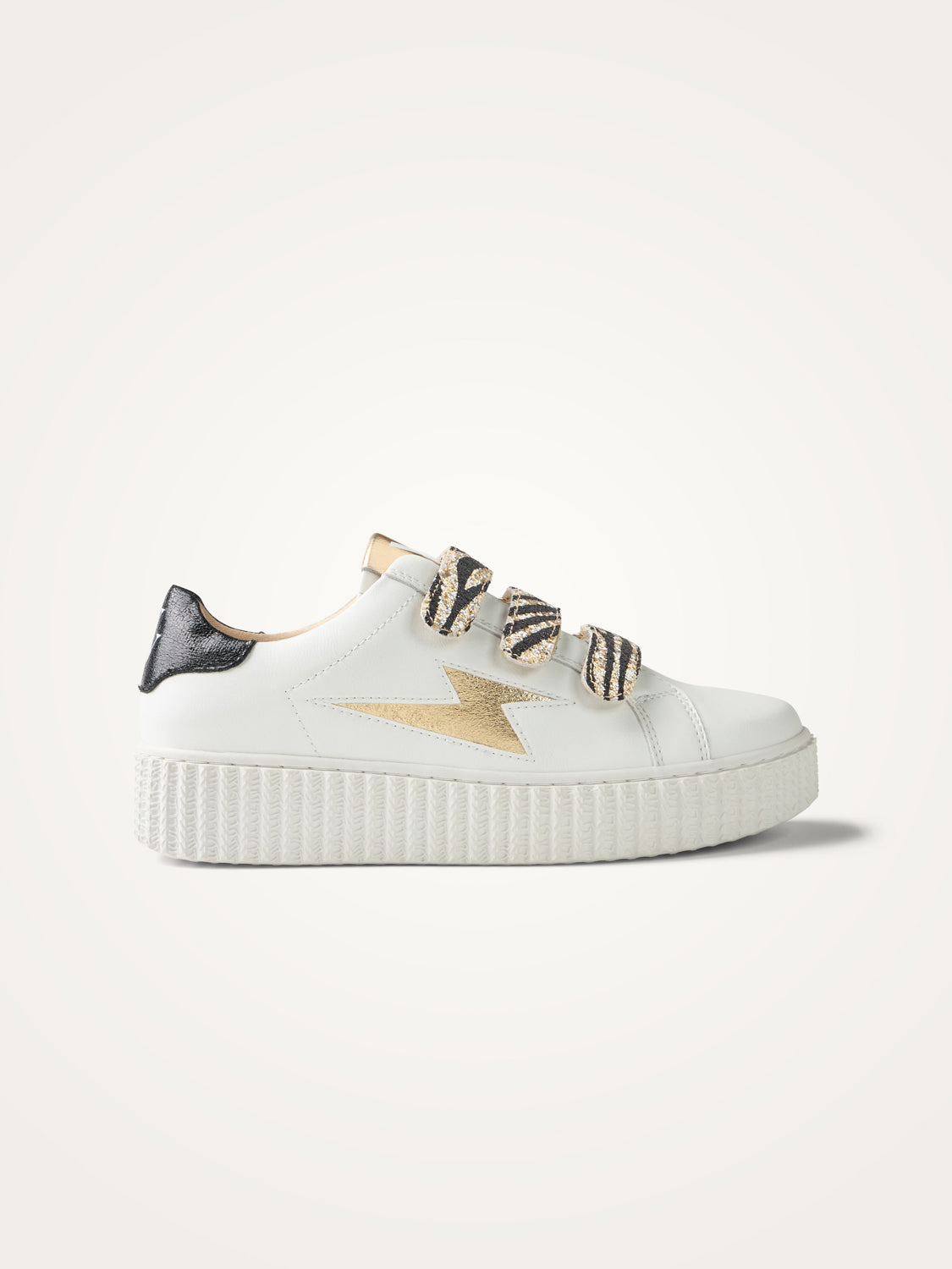 Dorianne black and silver storm sneakers with zebra • Vanessa Wu