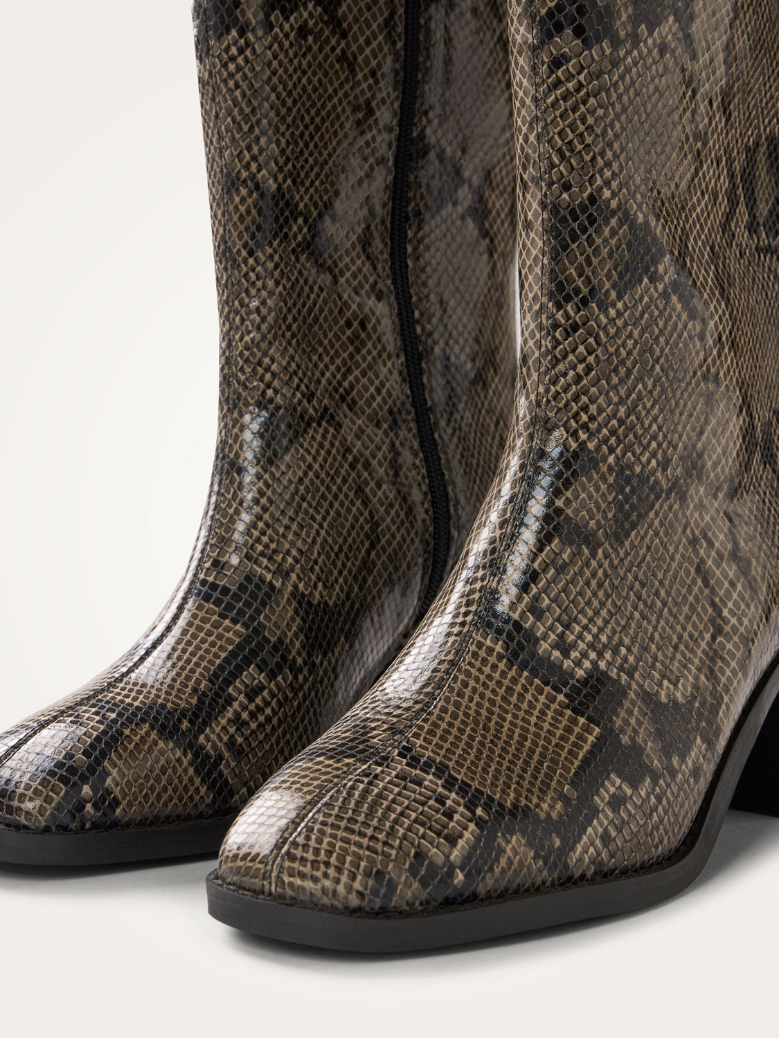 India grey python heeled boots • Vanessa Wu