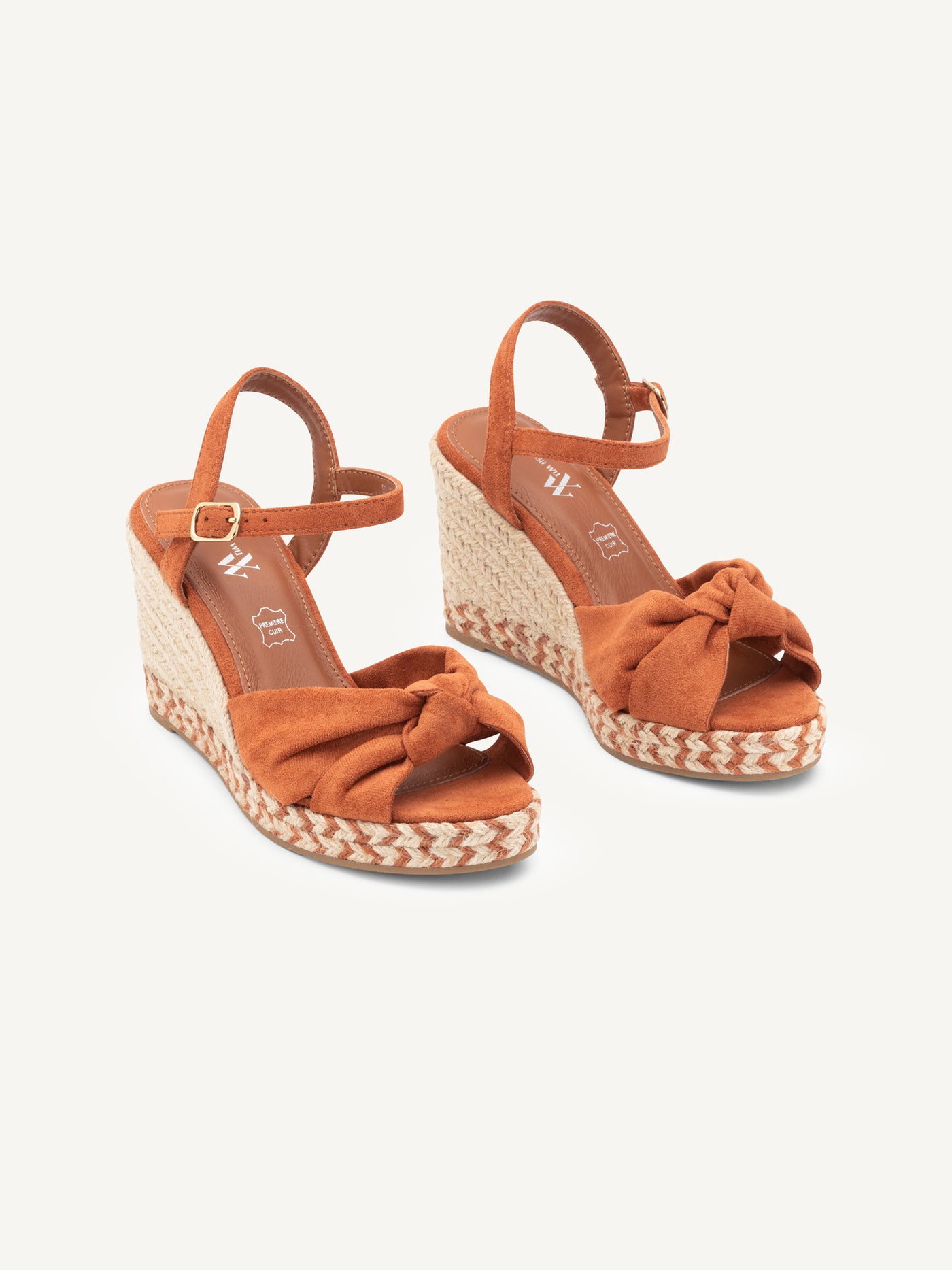 Céline knotted wedge brick red sandals