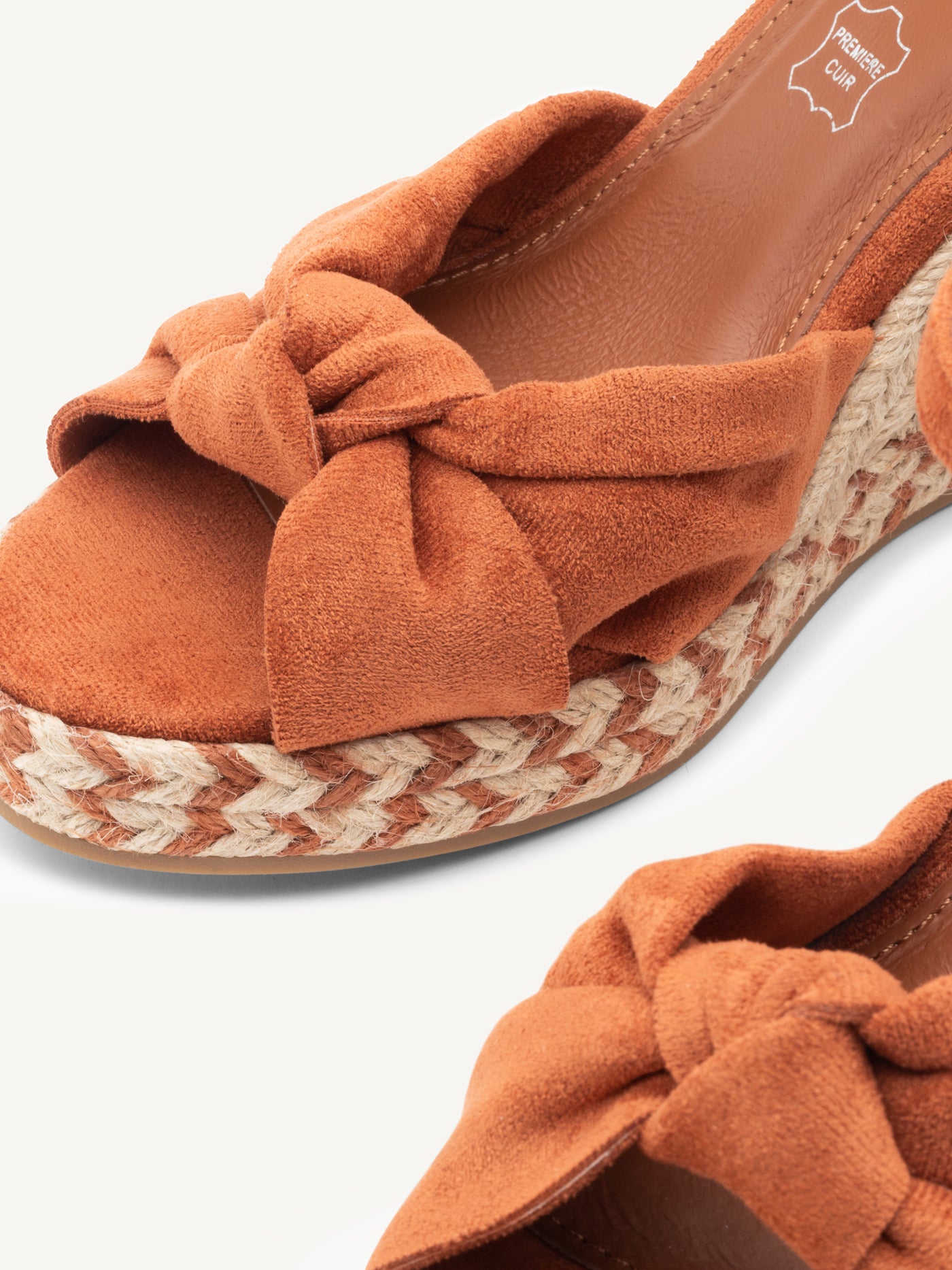 Céline knotted wedge brick red sandals
