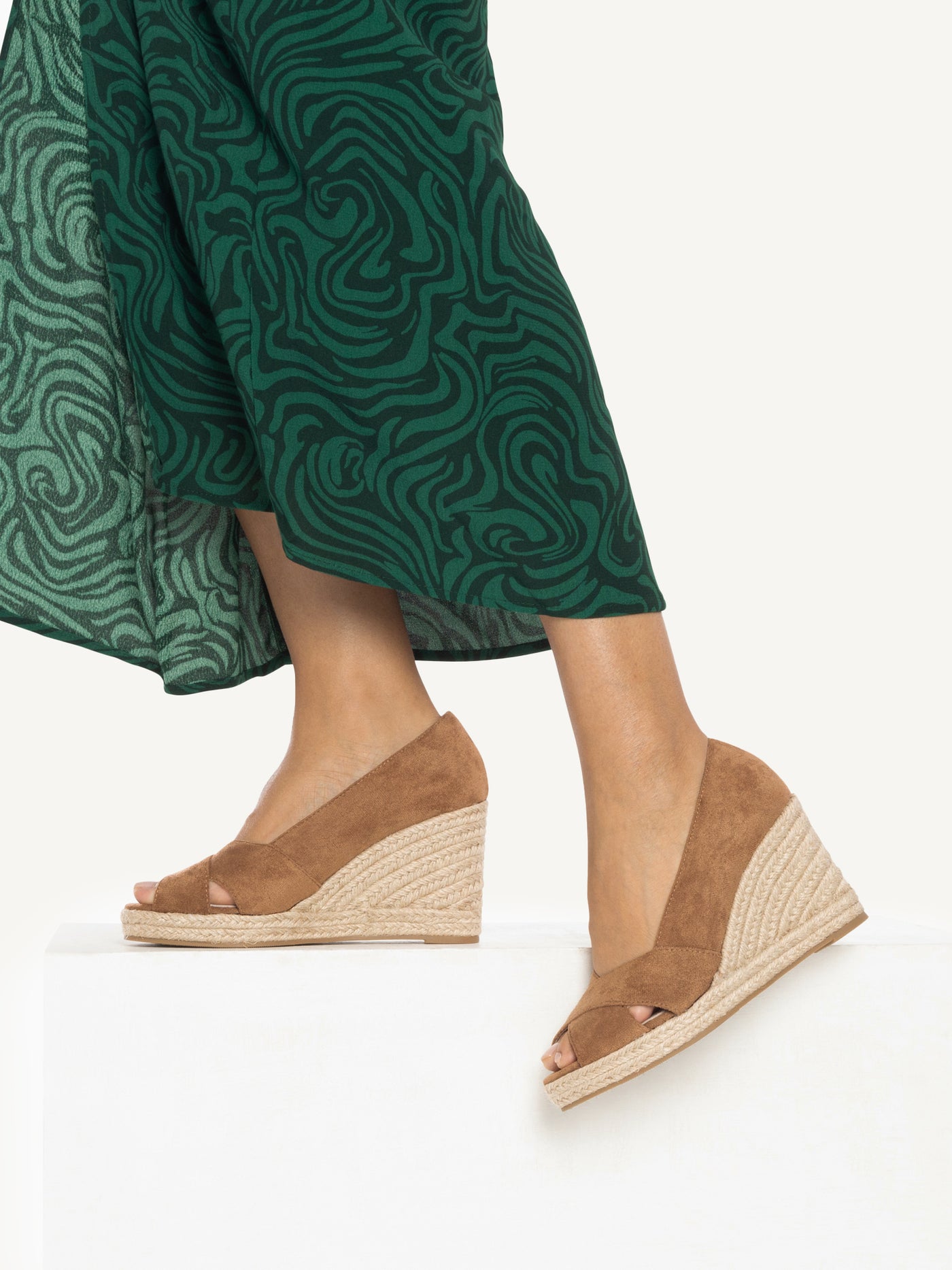 Léonie hazelnut brown peep-toe wedge sandals