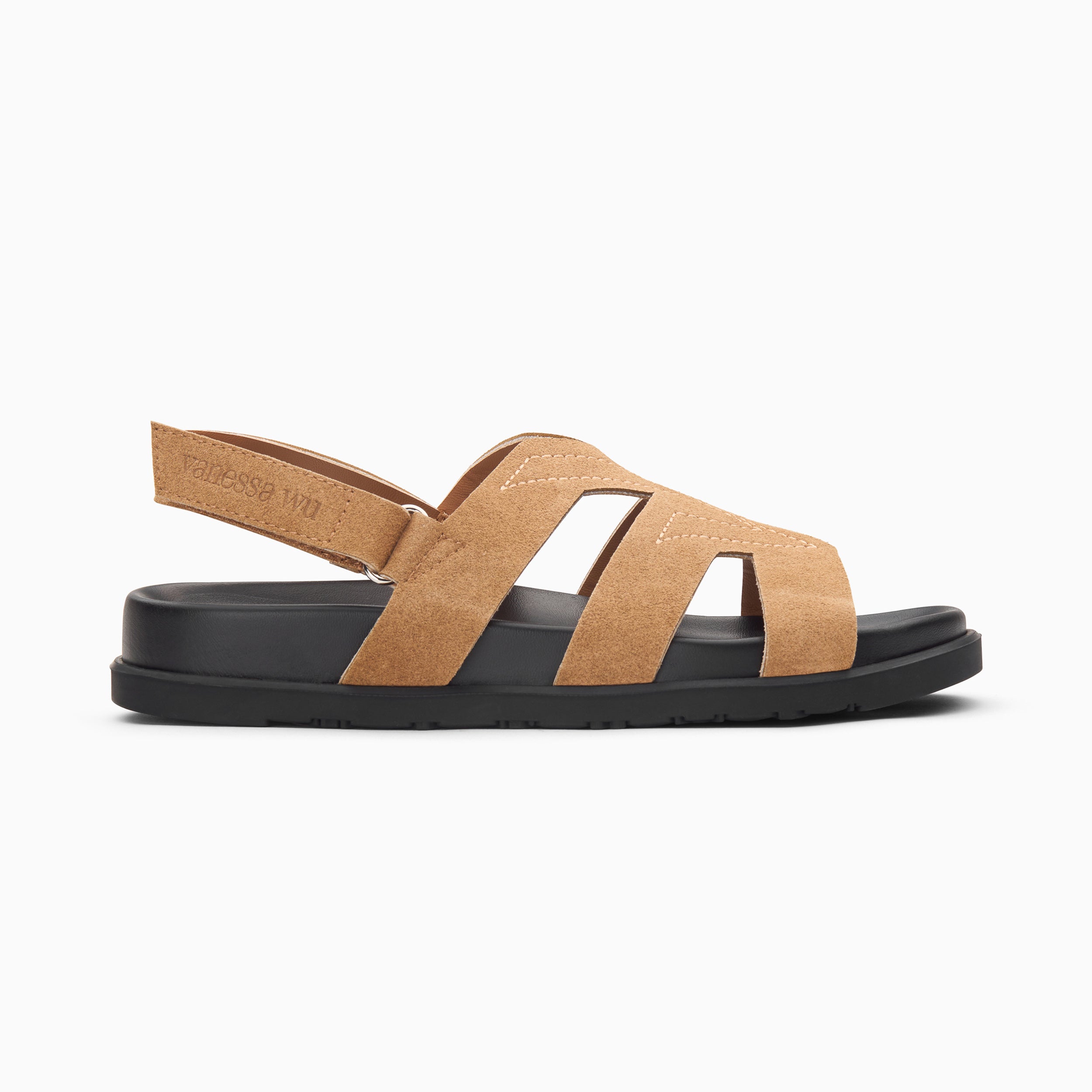 Sandales plates monogramme Sally beiges