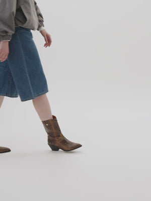 Bottines santiags femme imprimé python camel Vanessa Wu femme à talon cubainBottines santiags femme imprimé python camel Vanessa Wu femme à talon cubain