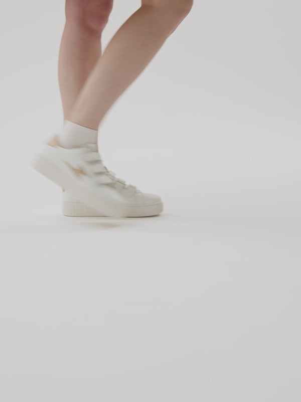 Sneakers éclair blanc et or à scratchs Vanessa Wu femme