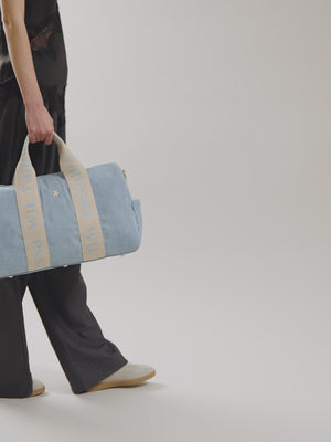 Sac week-end en velours côtelé bleu avec anses Vanessa Wu femme