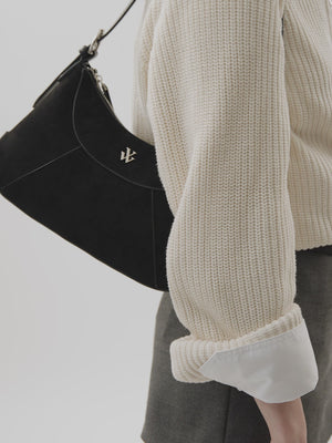 Sac baguette en suédine noire femme Vanessa Wu avec anseSac baguette en suédine noire femme Vanessa Wu avec anse