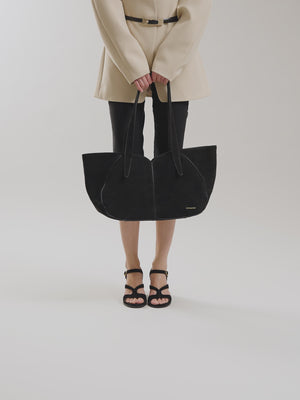 Sandales femme Vanessa Wu à talon demi-lune en suède noir à bride réglable